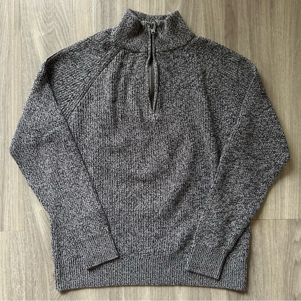 GAP | Men's Quarter Zip Cotton Sweater in Heather Gray (Small)